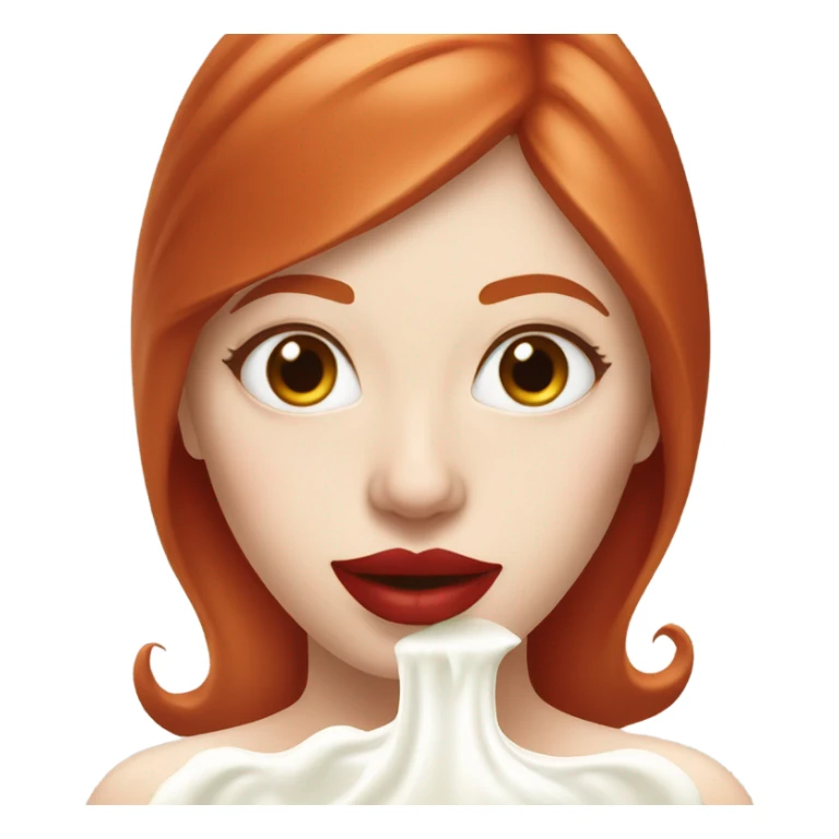 Red hair Lipstick Face covered in milk liquid sticker