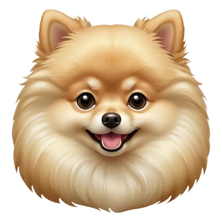 Cinematic Comical Cream Pomeranian Portrait Emoji, Head tilted dramatically with an exaggeratedly shocked or amused expression, featuring a glossy, fluffy cream Fur with a radiant sheen, wide, expressive dark eyes filled with playful disbelief, Simplified yet hilariously expressive features, highly detailed, glowing with a slightly sassy glow, high shine, dramatic yet playful, stylized with an air of cheeky mischief, bright and endearing, soft glowing outline, capturing the essence of a spirited and over-the-top companion, so meme-worthy it feels like it could side-eye its way into internet fame instantly! sticker