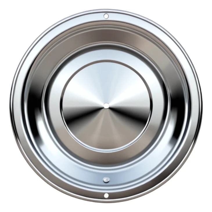 Emoji of a polished chrome rim with deep dish style and subtle reflections sticker