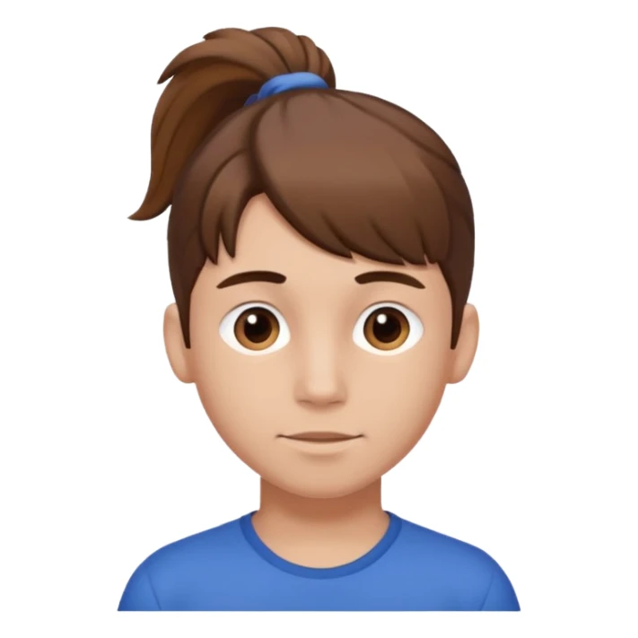 Boy with a brown hair in a ponytail  sticker