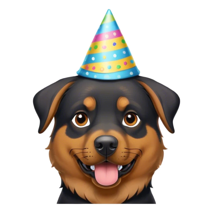 A Rottweiler/German Shepherd mix wearing a party hat. sticker