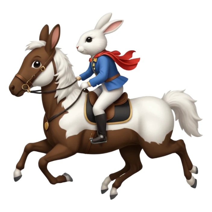 Exciting rabbit galloping on the back of horse sticker