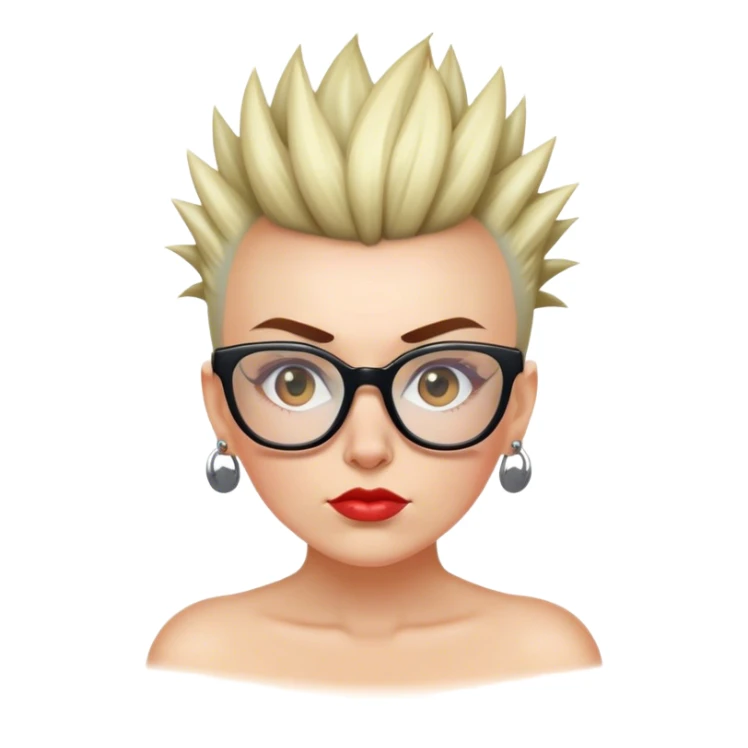 mohawk white woman enormous glasses sticker