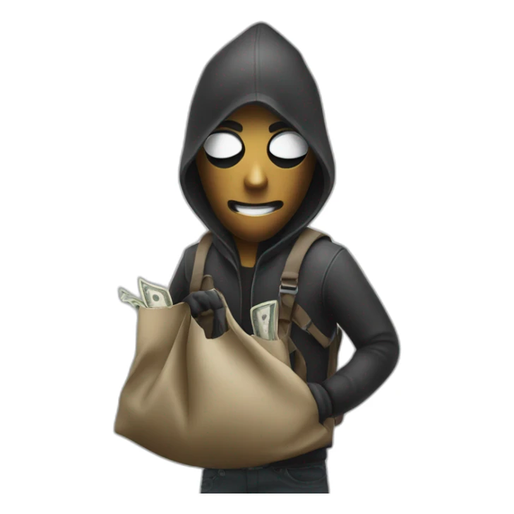 Robber with a bag of money on the shoulder sticker