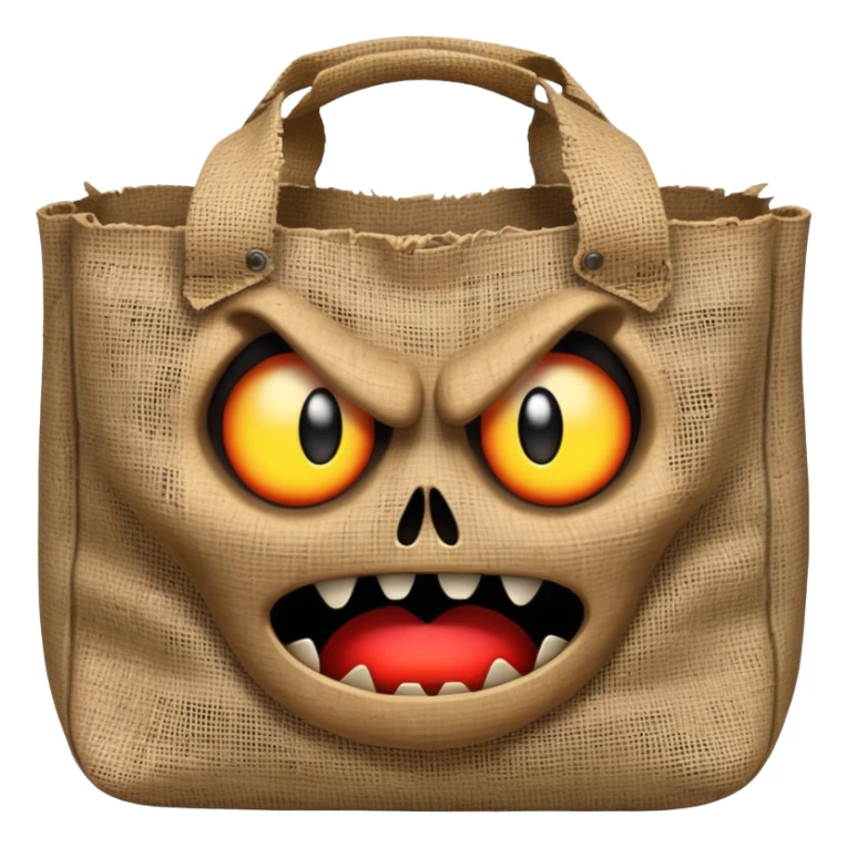 scary bag with frightening face and menacing expression sticker