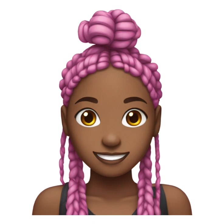 a black girl with black and pink box braids holding up a peace sign. sticker