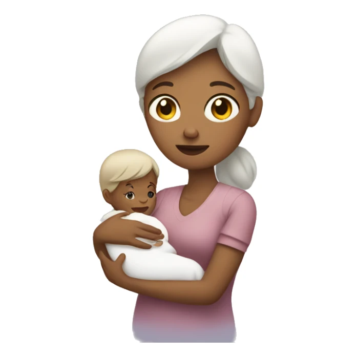 white mom holding little baby sticker