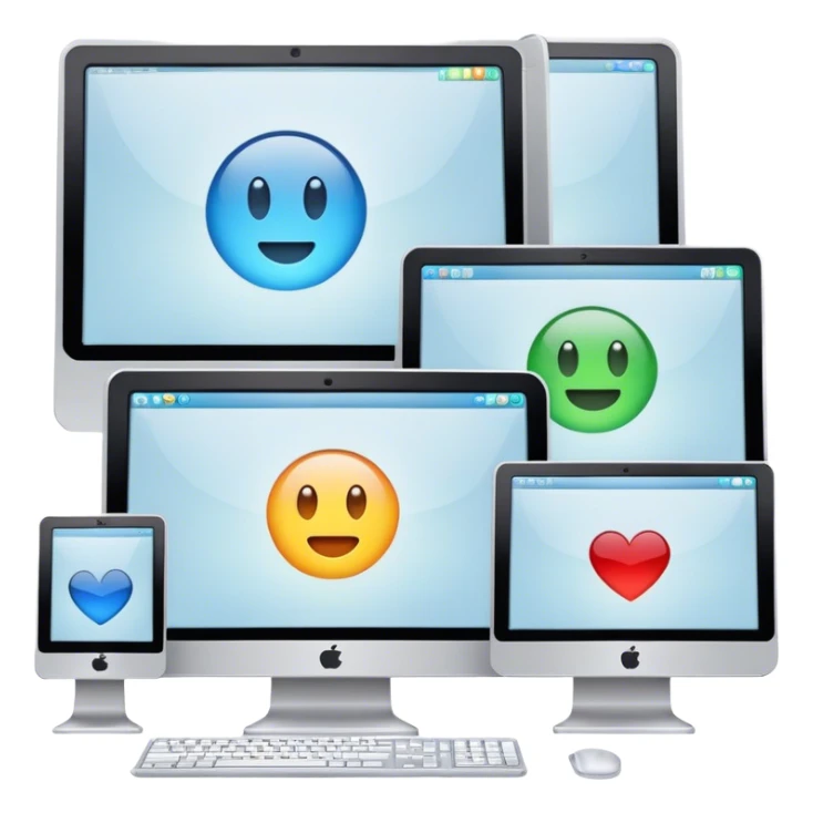 lots of monitors with different information sticker