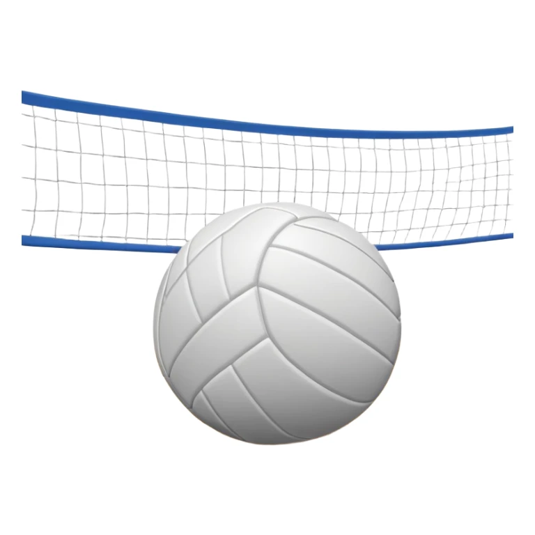The background shows the stands filled with spectators, creating an energetic atmosphere of a volleyball match, with attention to detail on the equipment and the surrounding environment. A close-up of a volleyball on the court, with the net in focus and the court markings visible.  sticker