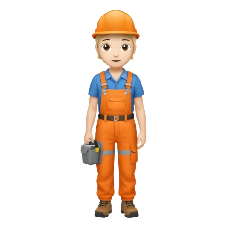 Repairs and Maintenance, Young, tools belt, wearing orange overalls, a cap and having tool belt, full body sticker