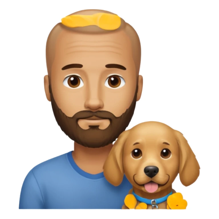 men with dog, 3 day beard, no hair sticker