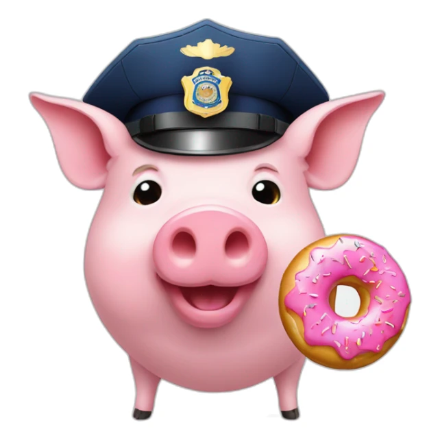 pig-wearing-police-hat-with-p224-and-pink-donut sticker