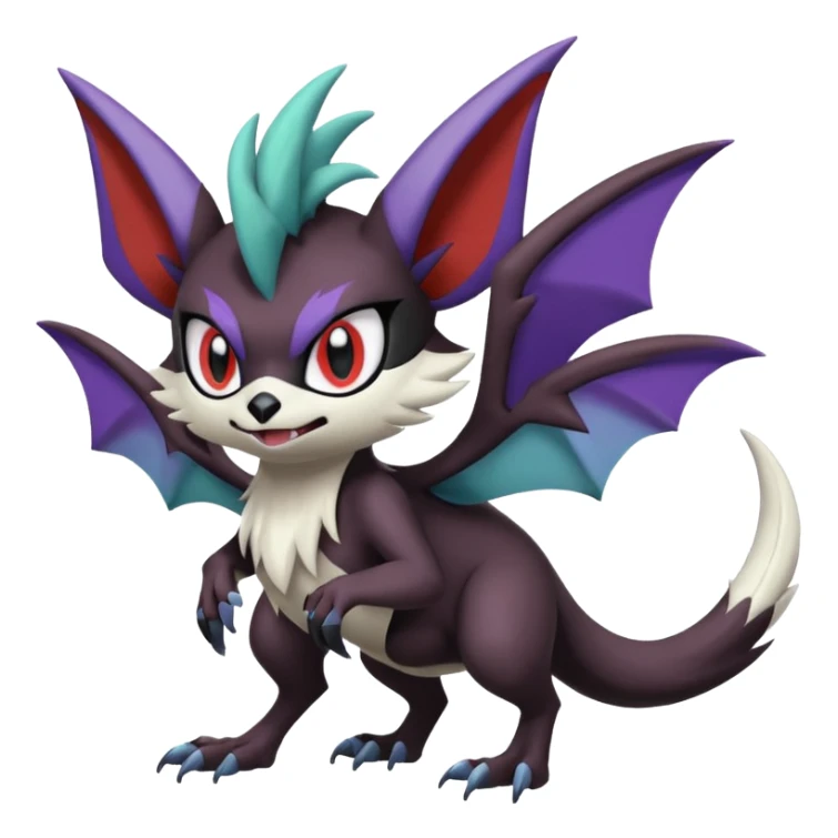 Cute Cool Badass Noibat-Noivern-Mightyena-Silvally-Fakémon-hybrid-creature (full body)  sticker