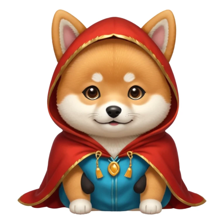 baby shiba dog, in magic red cloak sticker