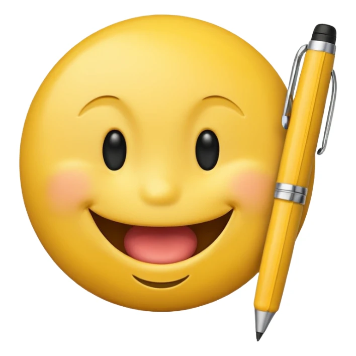 A smiley with a pen in his mouth  sticker