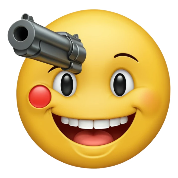 A smiley face puts a gun in its mouth. It cries and laughs at the same time. sticker