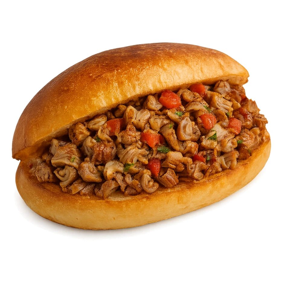 close-up appetizing kokoreç Turkish street food sandwich sticker