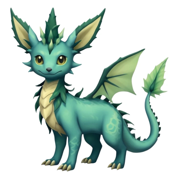 Gloomy dusky dark greyish dull-colored ethereal elemental swampy Salandit-Leafeon-Vaporeon-hybrid-fusion (full body) sticker