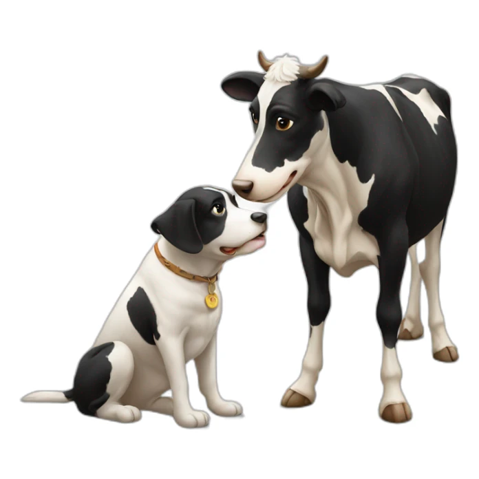 Dog talk to a cow sticker