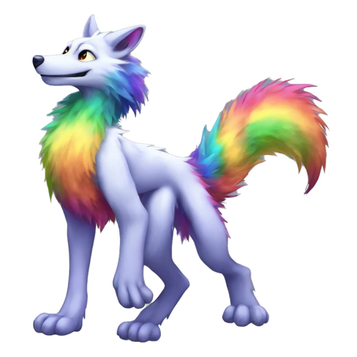 Furry, sparkle, rainbow, animal, anthro, full body, fursona, sergal sticker