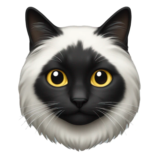 half black and half white long hair cat sticker