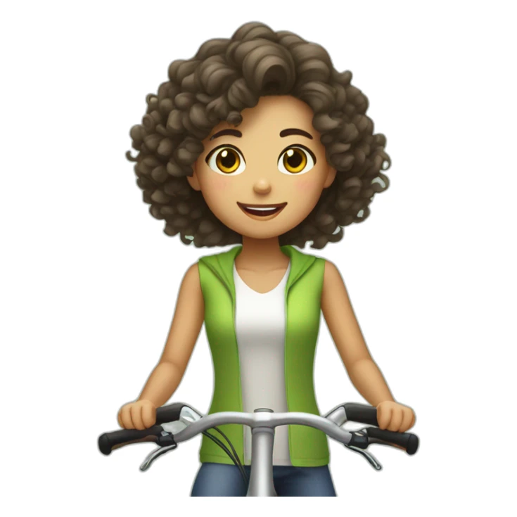 Taiwanese girl with curly hair riding bicycle sticker