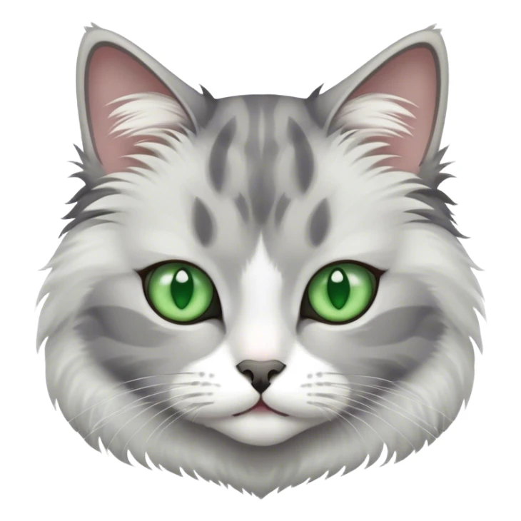 Cat grey and White with Green eyes sticker