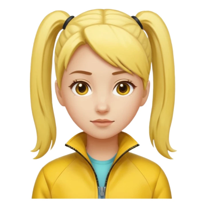 girl with yellow jacket, pony tail. sticker