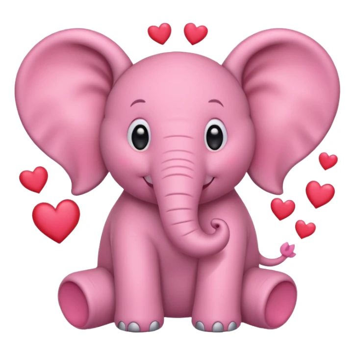 une éléphant rose amoureux avec des coeurs sticker