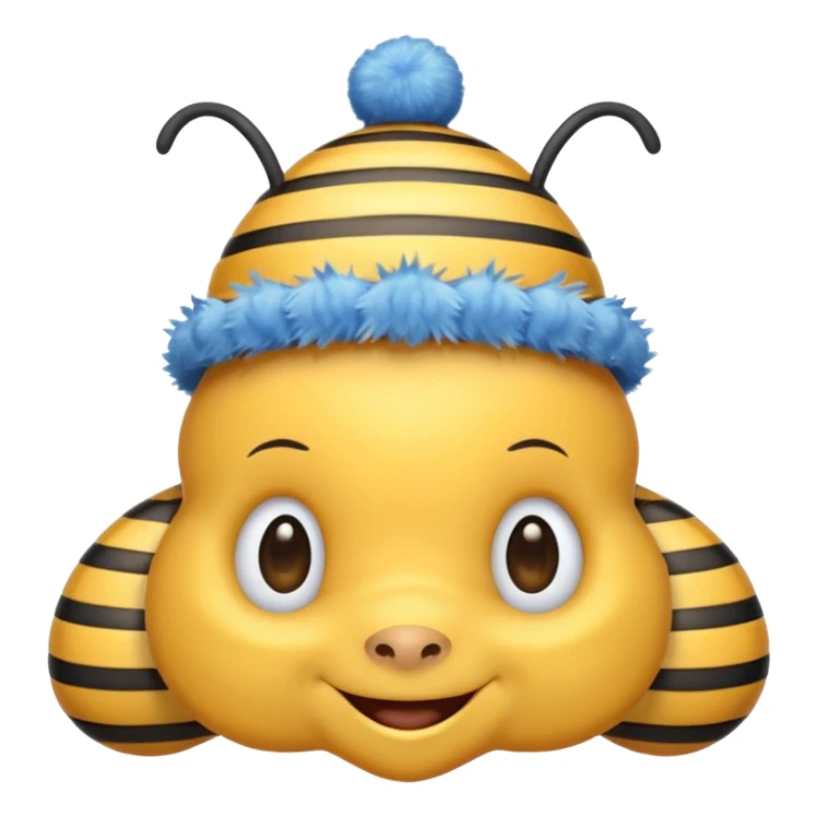 
Bees with blue Birthday Hat, Happy bee with striped party hat sticker