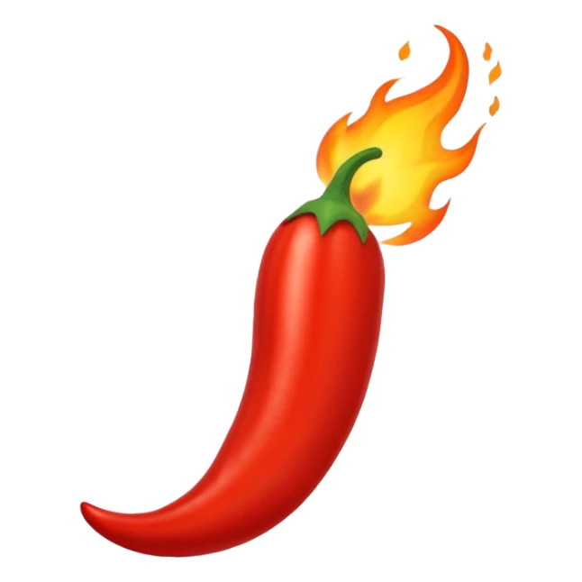 un piment rouge allongé avec une flamme sticker