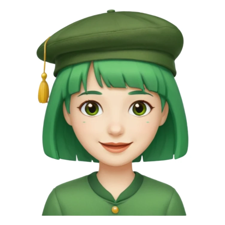 bangs and hat green hair very happy  sticker