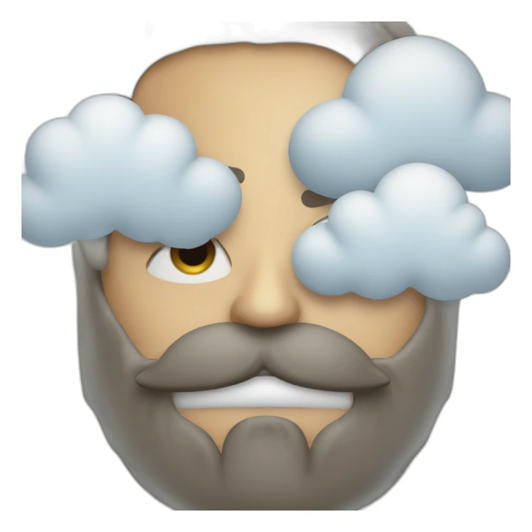 a man with a beard and a big cloud in front of his face sticker