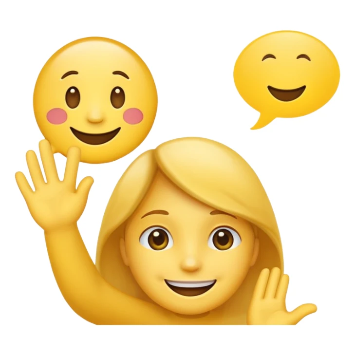 no worries emoji, smiling face with a hand wave, with a speech bubble saying 'no worries' sticker