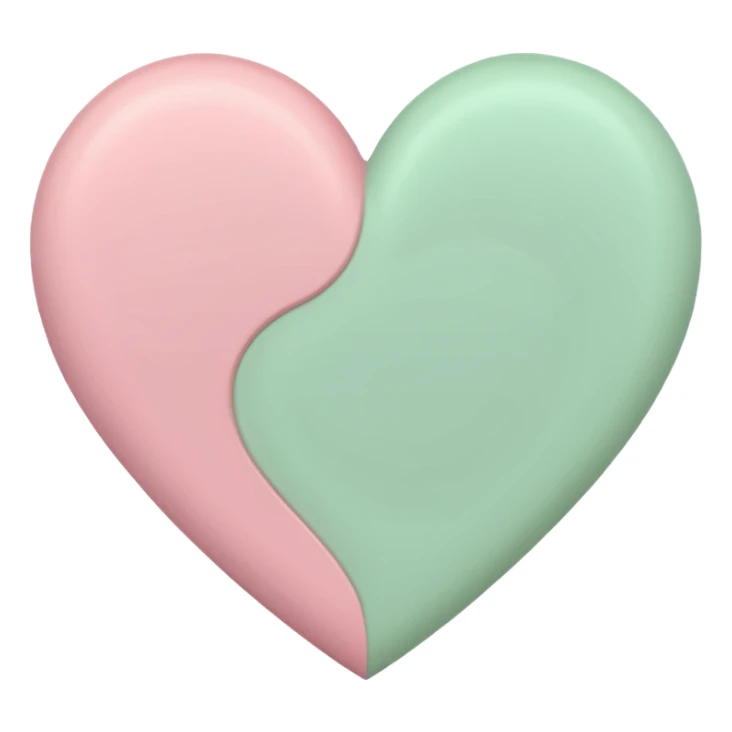 A half pastel green half pastel pink heart sticker
