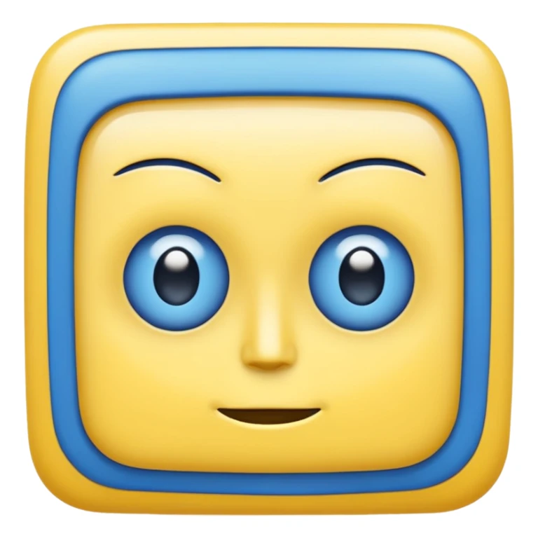 square with yellow body and square blue face square eyes and square mouth sticker