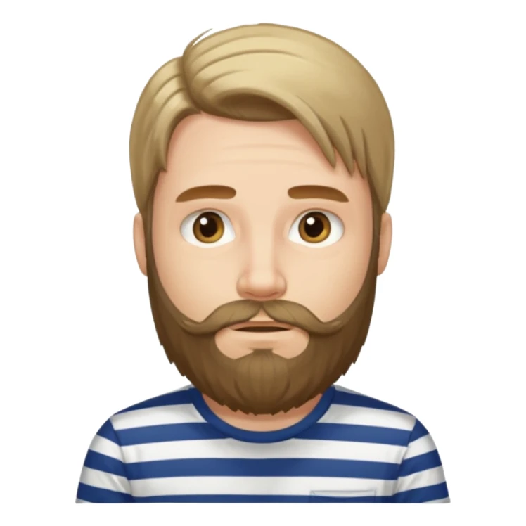 man with long hair and beard wearing horizontal striped t-shirt sticker