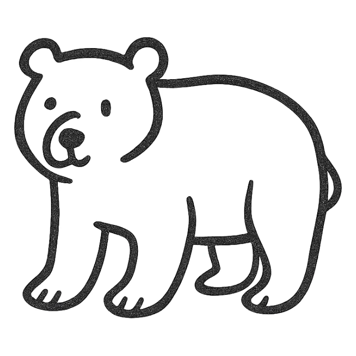 A bear in hand drawn icon with no fill sticker