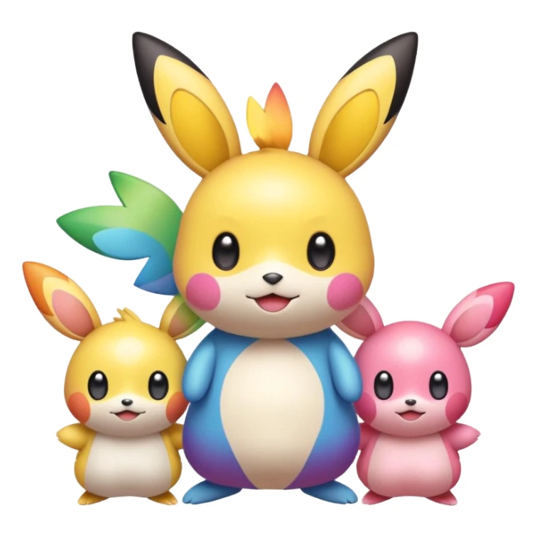 Rainbow-gradients Emolga-Pichu-Victini-Kirby-fusion sticker