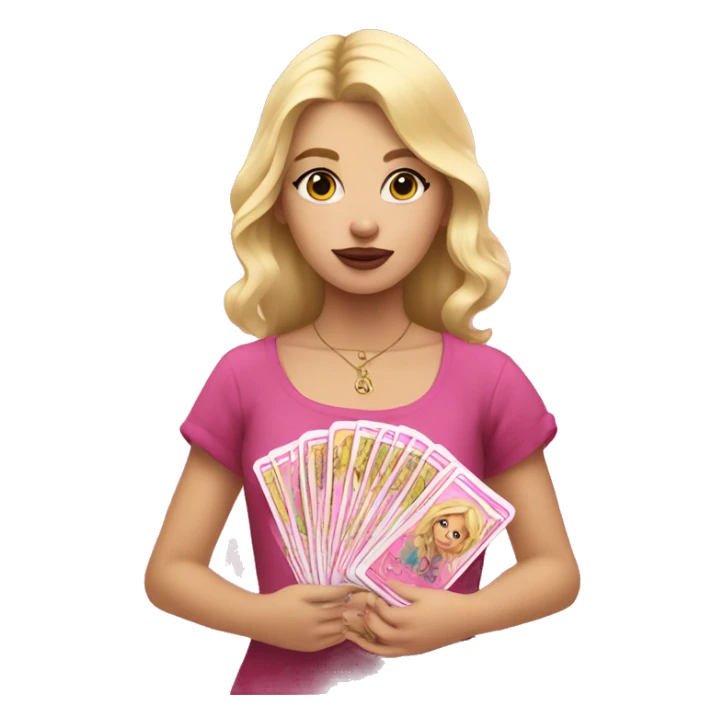 Blonde girl with pink tarot cards sticker