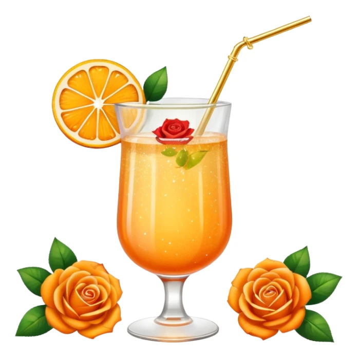 Glittery orange and golden colorfully mocktail with roses sticker