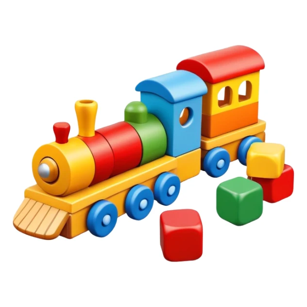 wooden toys set with blocks, train, and stacking rings for children sticker