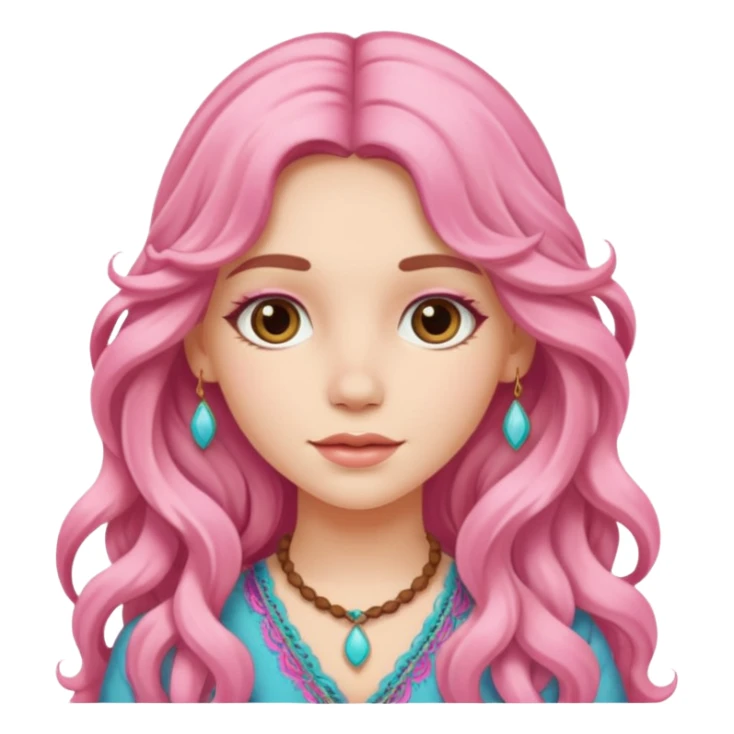Pink boho girl with long hair sticker