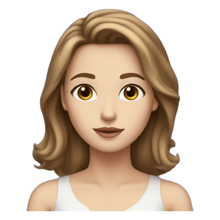 a white girl with shoulder length brown hair, blue eyes, small rosy lips sticker