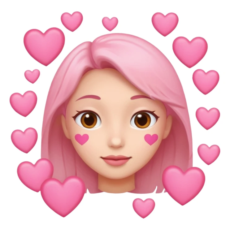 una carita enamorada con corazones rosas sticker