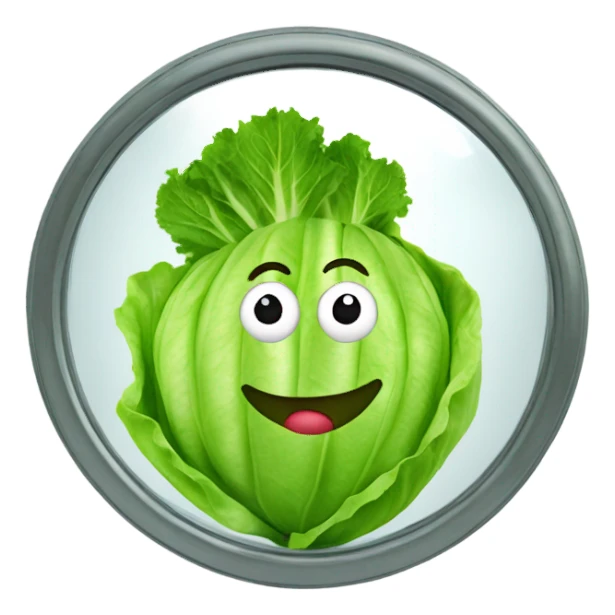 lettuce with a happy face holds a mirror in his hand and looks at it sticker