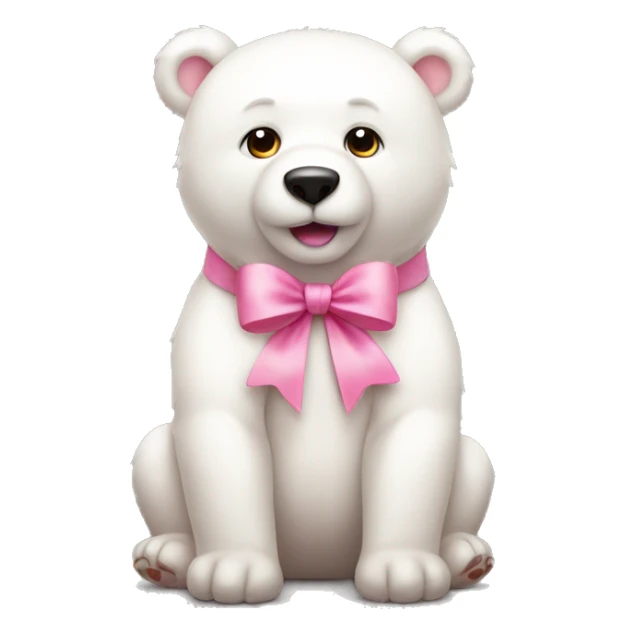 cute white bear with a pink bow on its right ear sticker