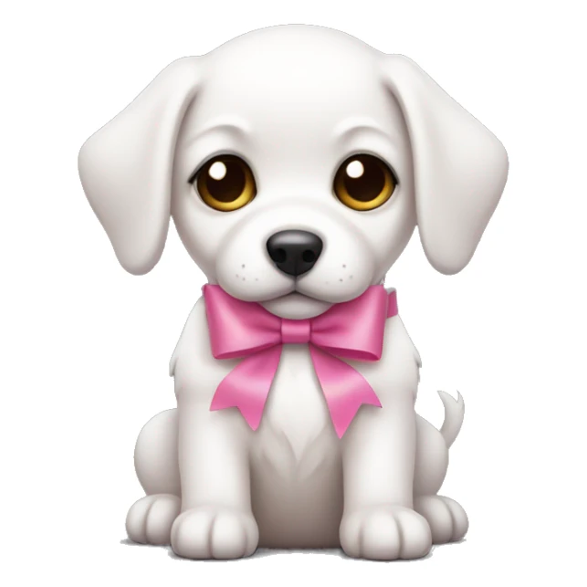 White puppy with pink bows sticker