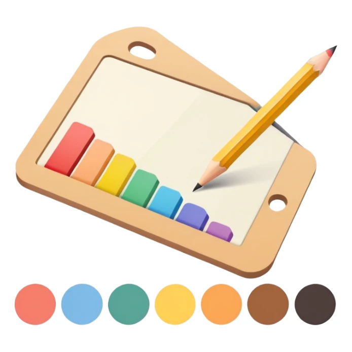 digital graphic template with a pencil, crop icon, and color palette tools around it sticker