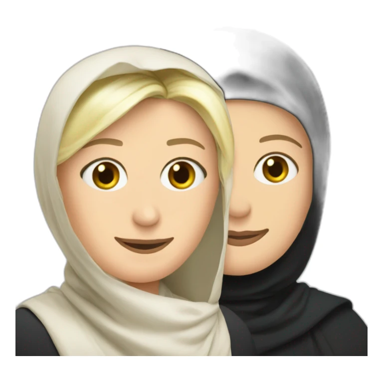 marine le pen with a muslim veil sticker